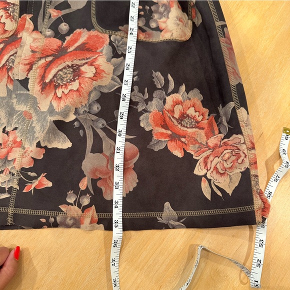 Solitaire Anthropologie Gray Floral Faux Suede Open Front Duster Jacket XL - Picture 15 of 15